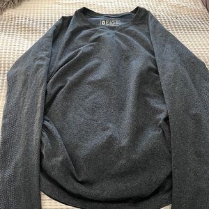 FIGS Seamless Performance Long Sleeve Blue Underscrub Top Figs Scrubs